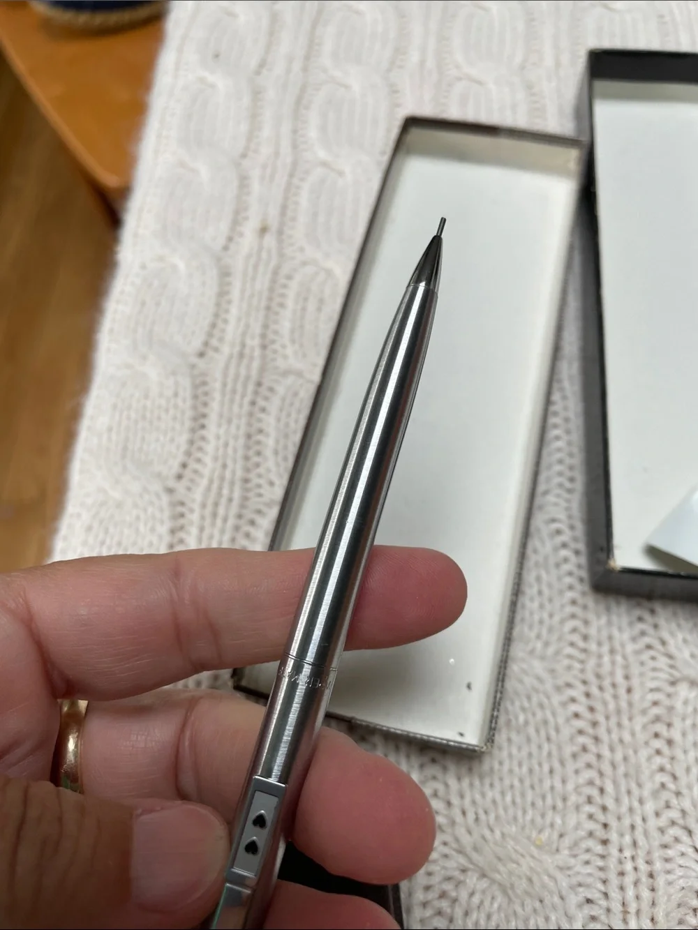 VTG unused Paper Mate Double Heart Slim Profile Chrome Pen & Pencil Set with box